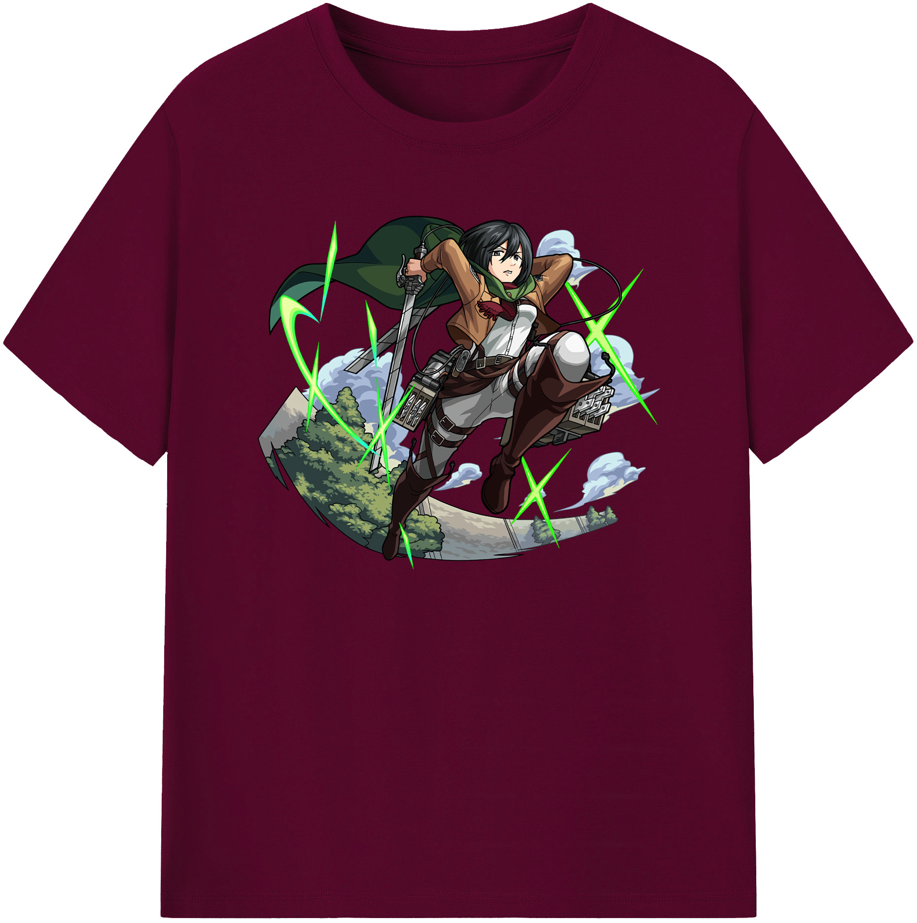（画像用） 進撃の巨人 ミカサ·アッカーマン Attack on Titan Mikasa Ackerman レディースカジュアルプリントTシャツ（綿100％）